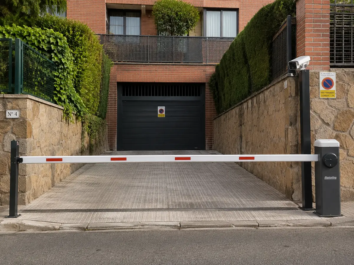 Barrera de parking con cámara LPR instalada por Digital Repairs Soluciones en Madrid