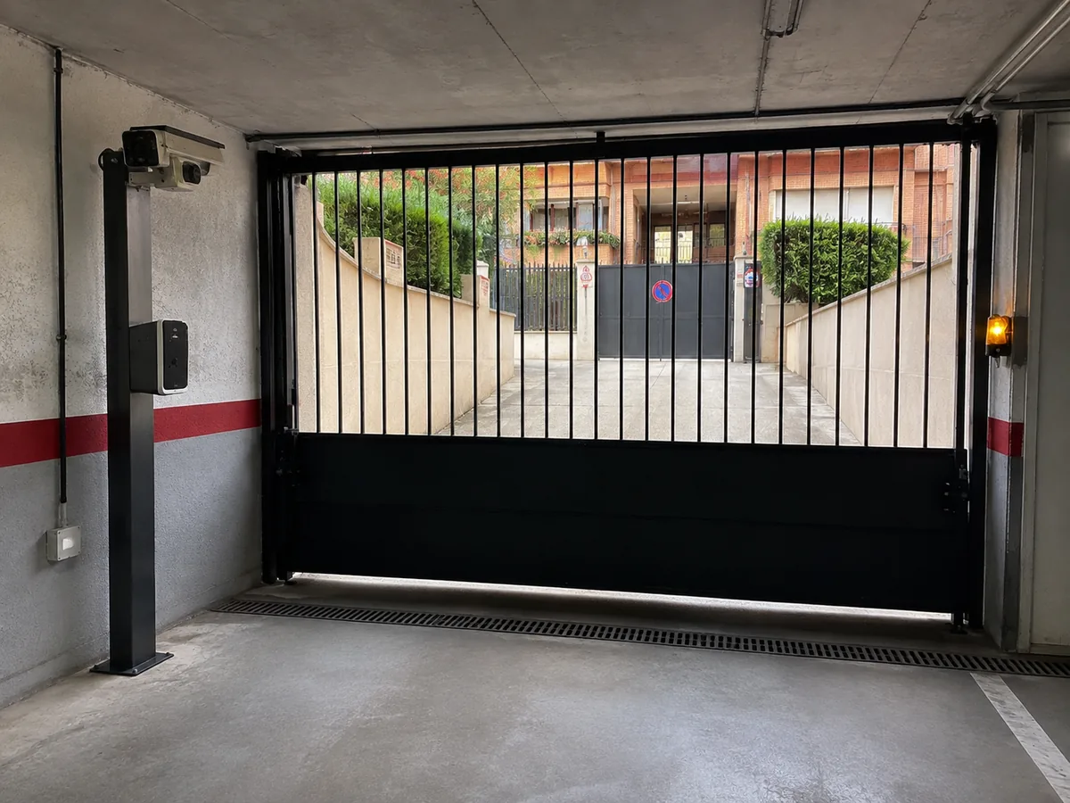 Cámara LPR instalada en columna interior de garaje subterráneo en Guadalajara — Digital Repairs Soluciones