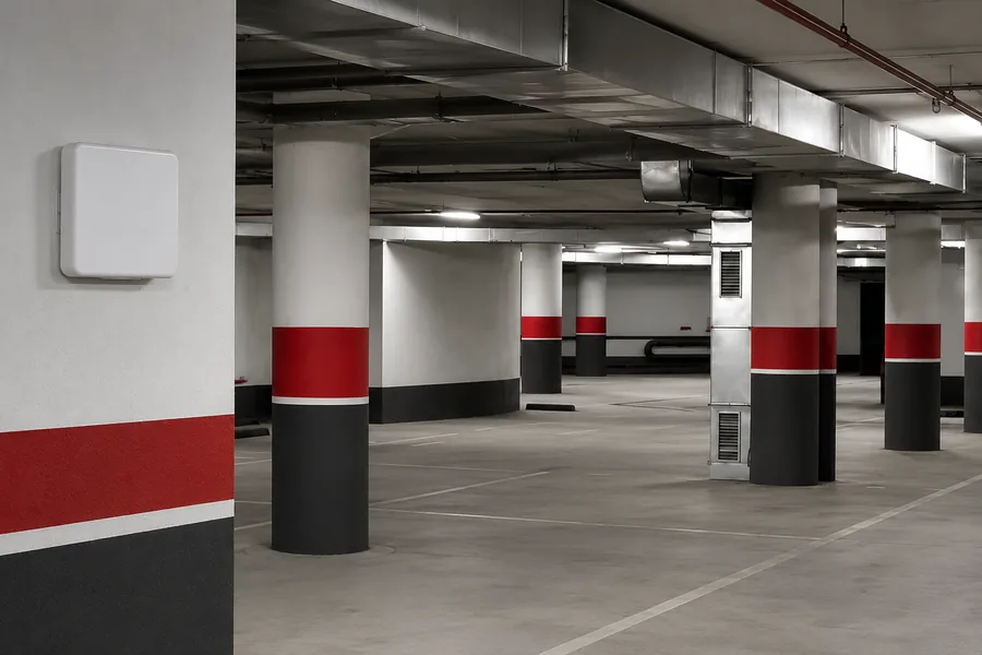 Repetidor 4G instalado en garaje comunitario de Majadahonda — señal en todo el parking