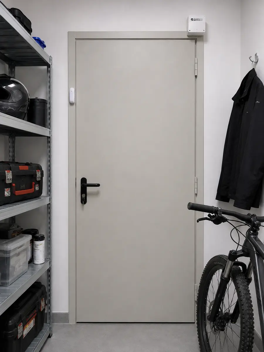 Interior de trastero número 3 con puerta abierta — sistema avisador IoT sistema DR instalado